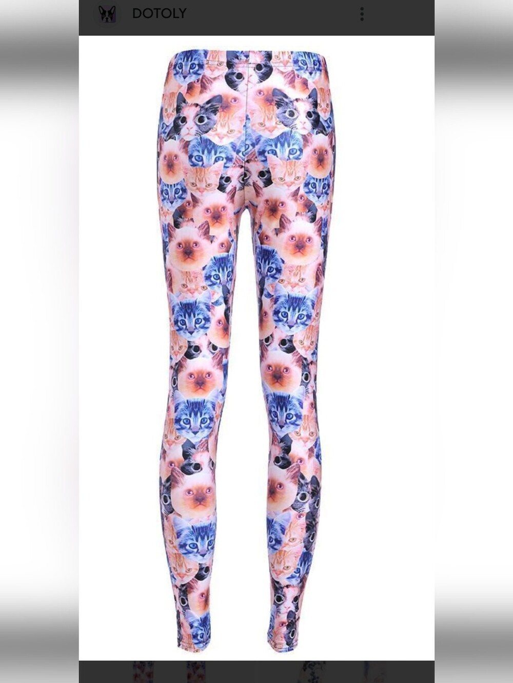 Crazy Cats Cat Print Leggings With Cat Faces Tan & Blue Size Large 10